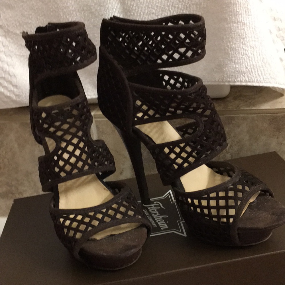 Brown Nyla peep toe shoes